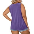 thumbnail image 4 of Scyoekwg Plus Size Tank Tops for Women Summer Casual Trendy Sleeveless Shirts V Neck Pleated Tunic Tops Solid Color Loose Blouses (Purple,L）, 4 of 7