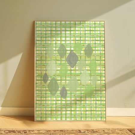 Green Geometric Abstract Minimal Wall Art, Unframed Paper Print Size 8x12