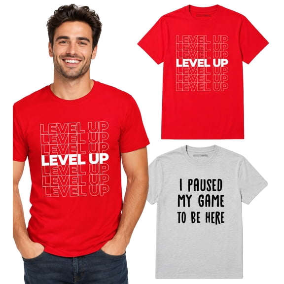 BROOKLYN VERTICAL 2-Pack Video Gamer Gaming Short Sleeve Crew Neck T-Shirt with Chest Print | Soft Cotton Graphic Tees Sizes S-XL