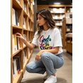 thumbnail image 4 of Women's Christian Faith Graphic T-Shirt, God Writes Every Chapter Inspirational Print Crew Neck Short Sleeve Casual Religious Tee, Church Gift for Women, 4 of 9