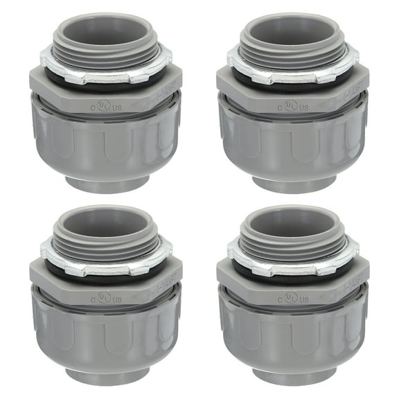 Uxcell Liquid Tight Connector 1-1/4NPT Non-metallic Electrical Conduit Fitting Pack of 4(Straight,180D)
