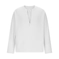 thumbnail image 4 of Men's V Neck Henley T-shirt Casual Loose Long Sleeve Shirts Basic Summer Beach T-shirts Fashion Streetwear, 4 of 6