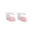 thumbnail image 2 of RUINIXCW Baby Girl First Birthday Cake Mesh Outfit 1st Birthday Clothes One Years Old Rainbow Sprinkles Fly Sleeve Romper Tulle Tutu Skirt Headband 3 Piece Set, 2 of 9