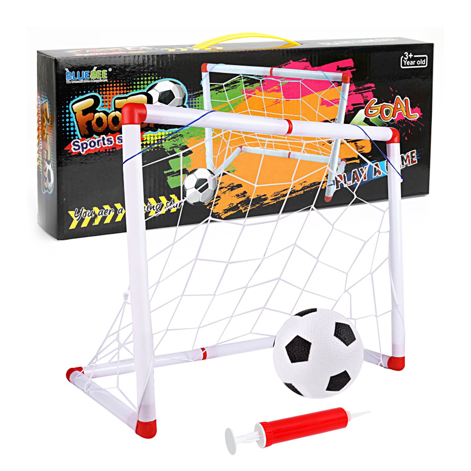 MWstore 1 Set Mini Football Toy Portable Folding Soccer Goal Training