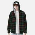 thumbnail image 4 of Fotbe Buffalo Plaid Dark Green Men's Women's UPF 50+ Sun Protection Jacket Hooded Cooling Shirt with Pockets Hiking Outdoor Performance-Large, 4 of 9