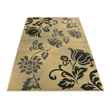 Normian Collection Flowers Floral Design Area Rug Rugs Area Rug 6 Color Options (Beige Grey, 4'9" x 6'10")