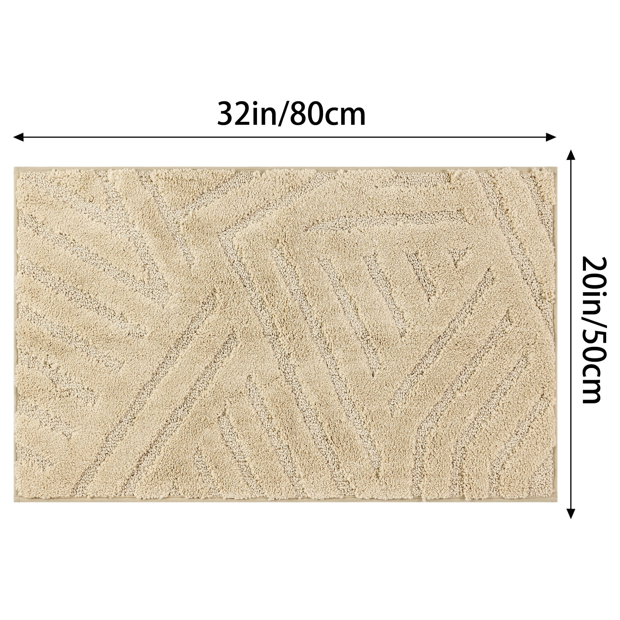 Unique Bargains Bathroom Rugs Non Slip Bath Mat Geometric Soft Mat Washable Carpet Khaki 20*32in