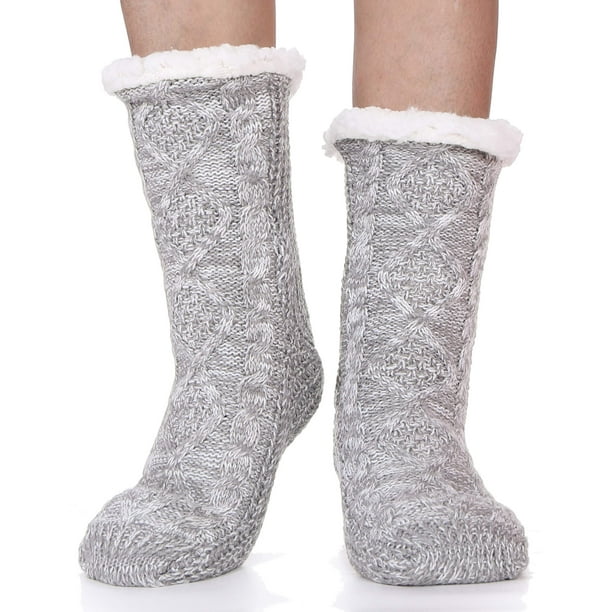 Calcetines Pantuflas Peludos para Mujer EBMORE, Gruesos, Calientes y Antideslizantes