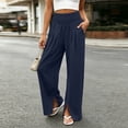 thumbnail image 2 of CHGBMOK Wide Leg Pants Woman Ruched High Waisted Palazzo Pant Summer Fall Flowy Beach Lounge Casual Trouser with Pockets, 2 of 9