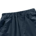 thumbnail image 5 of Lenpel Girls' Cargo Pants Cotton Elastic High Waisted Pull on Wide Leg Pants Baggy Casual Trousers with Pockets for Kids(Navy,14-15 Years), 5 of 6