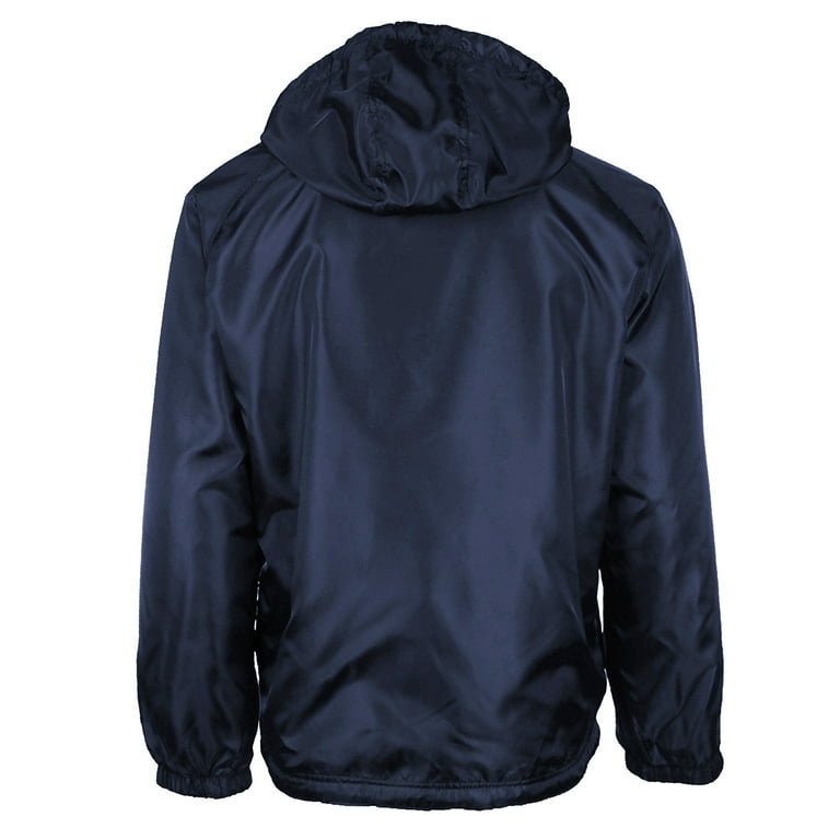 Renegade Men s Water Resistant Polar Fleece Lined Hooded Windbreaker Rain Jacket Navy 4XL Blue