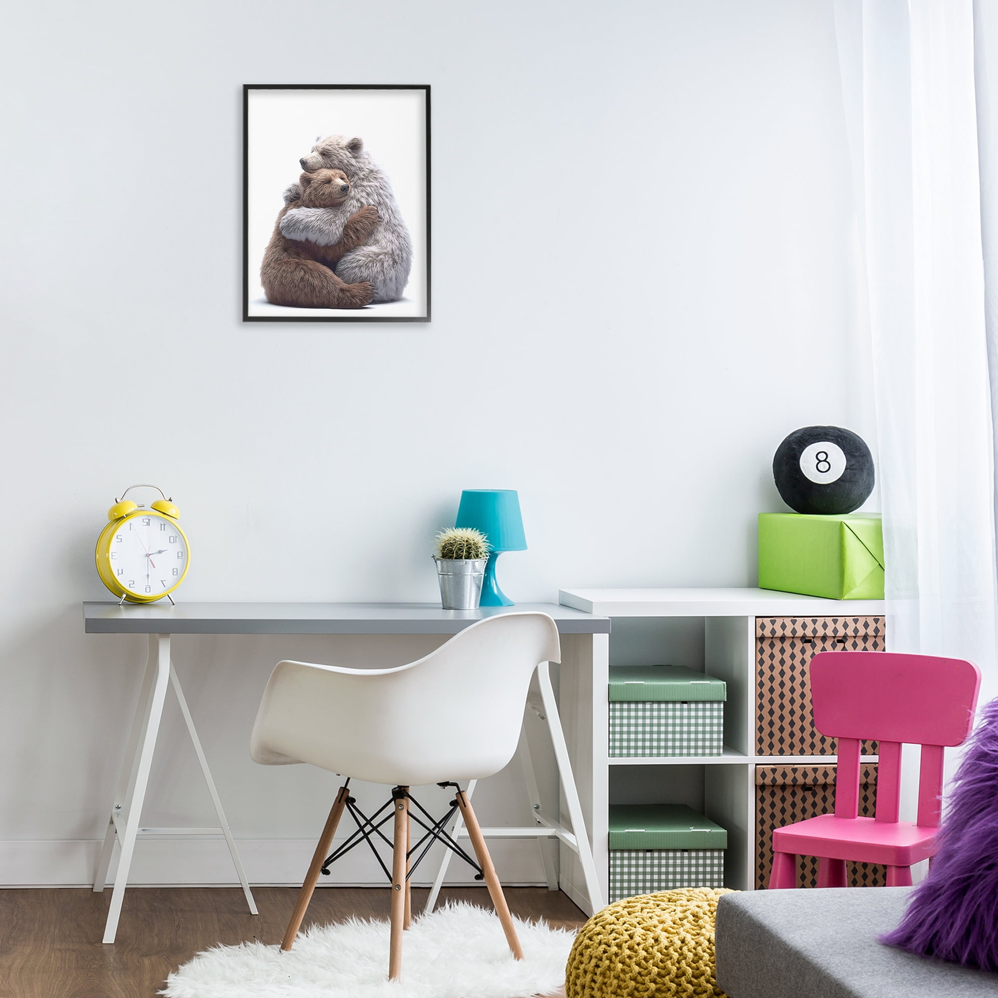 Stupell Industries Hugging Bear Pair Animals & Insects Painting Black Framed Art Print Wall Art, 16 x 20