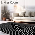 thumbnail image 2 of ODIKA 4'x6' Machine Washable Non-Slip Area Rug, Modernist Labyrinth Minimalist Crosshatch Avant garde High Traffic Rug, Black, 660329, 2 of 7