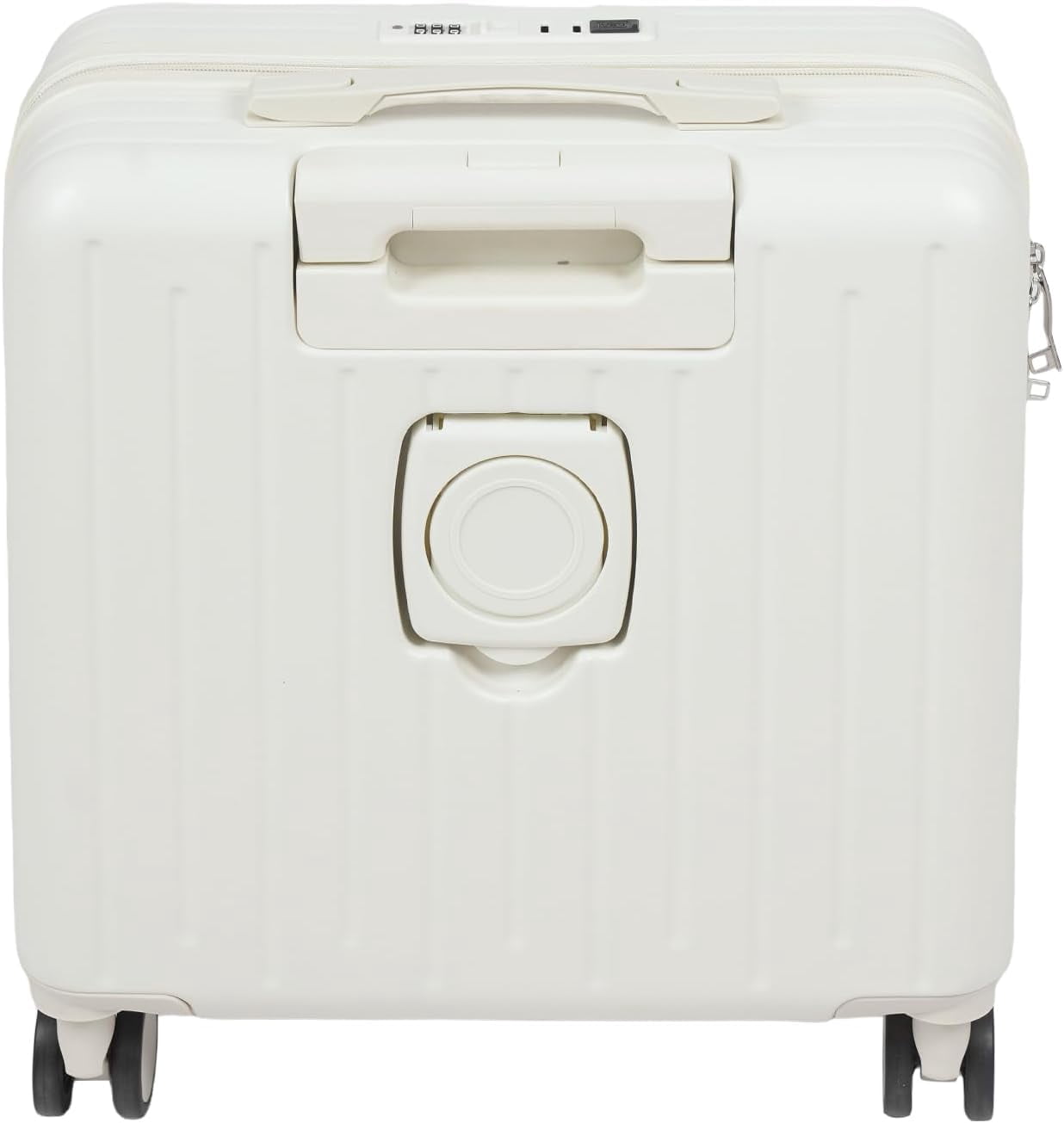 18 Inch Underseat Carry On Luggage with Wheels,Small Hard Shell Suitcase for Weekender,180° Top Opening Lightweight Travel Suitcase (White)
