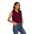 thumbnail image 4 of SPRING SEAON Women’s Sleeveless Blouse V Neck Button Down Chiffon Shirt for Women Casual Loose Fit Work Tops with Collar for Office or Daily Wear, 4 of 11