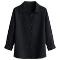 thumbnail image 5 of Sheghy Tops for Women Women's Loose and and Linen Shirt with Long Sleeves Turndown Collar Top/shirt Black S, 5 of 5