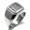 Silver, variant on Stainless Steel Letter B Initial Floral Box Monogram Engraved Engraved Square Flat Top Biker Style Polished Signet Ring