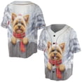 thumbnail image 3 of Playful Yorkshire Terrier Welcomes Winter Snowy Day with Cardinal Bird All Over Print 3D Baseball Shirt Yorkie Dog Lover Gifts Softball Sport - 2017, 3 of 6