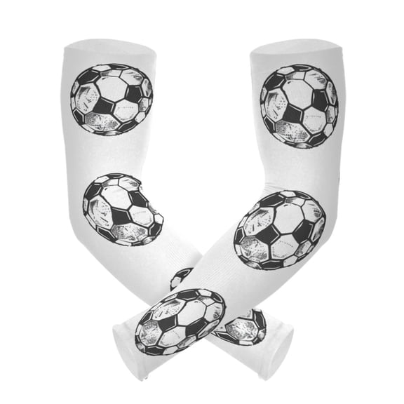 ALAZA Soccer Balls Football Pattern UV Sun Protection Arm Sleeves UPF 50 Compression Cooling Sleeve 1 Pair