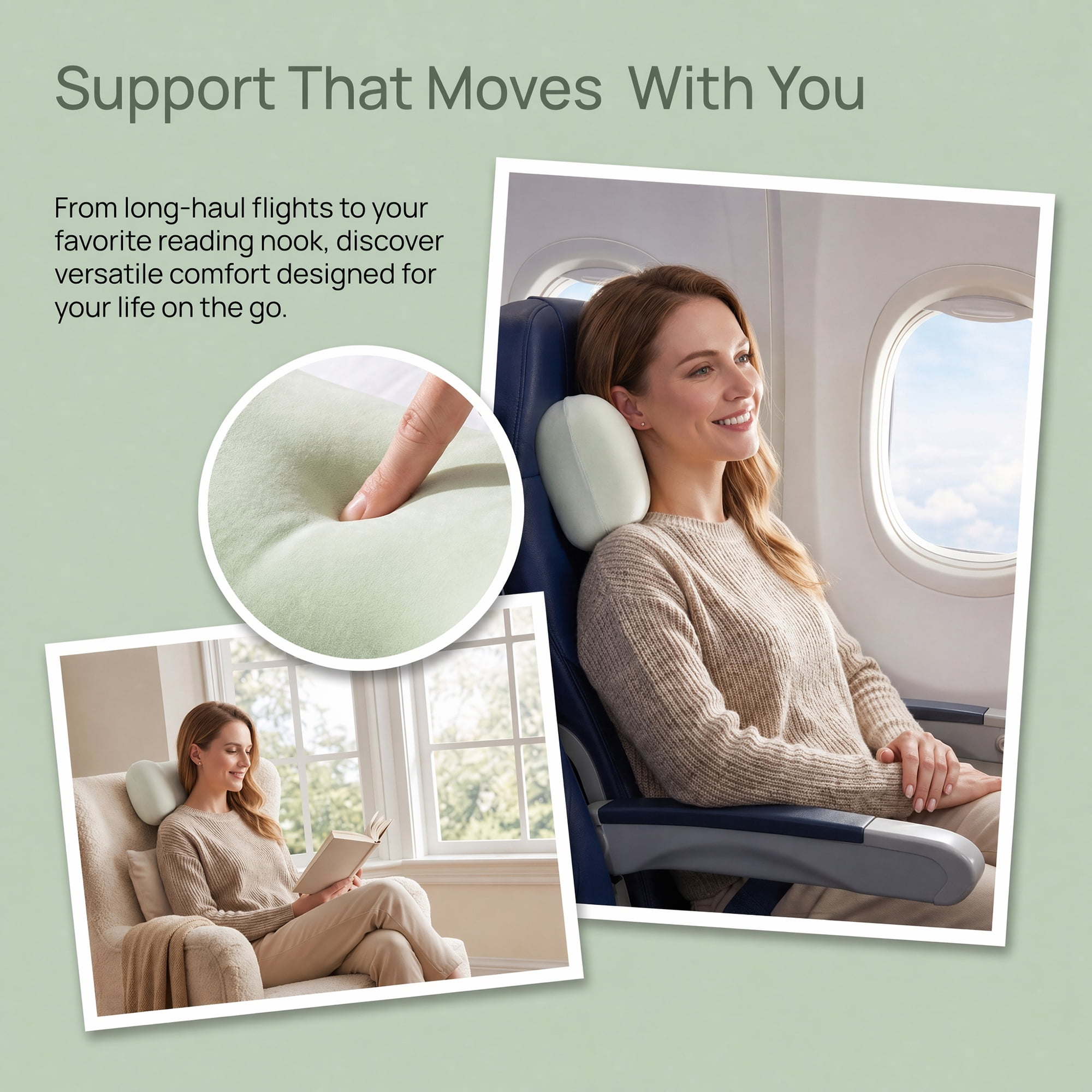 Unique Bargains Neck Pillow Sponge Cervical Support for Sleeping Green A 16.5"x7.9"x4.3"