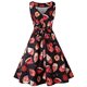 thumbnail image 4 of Vestido oscilante sexy sin mangas con cuello redondo y estampado vintage para mujer Fridja  hj2534, 4 of 4