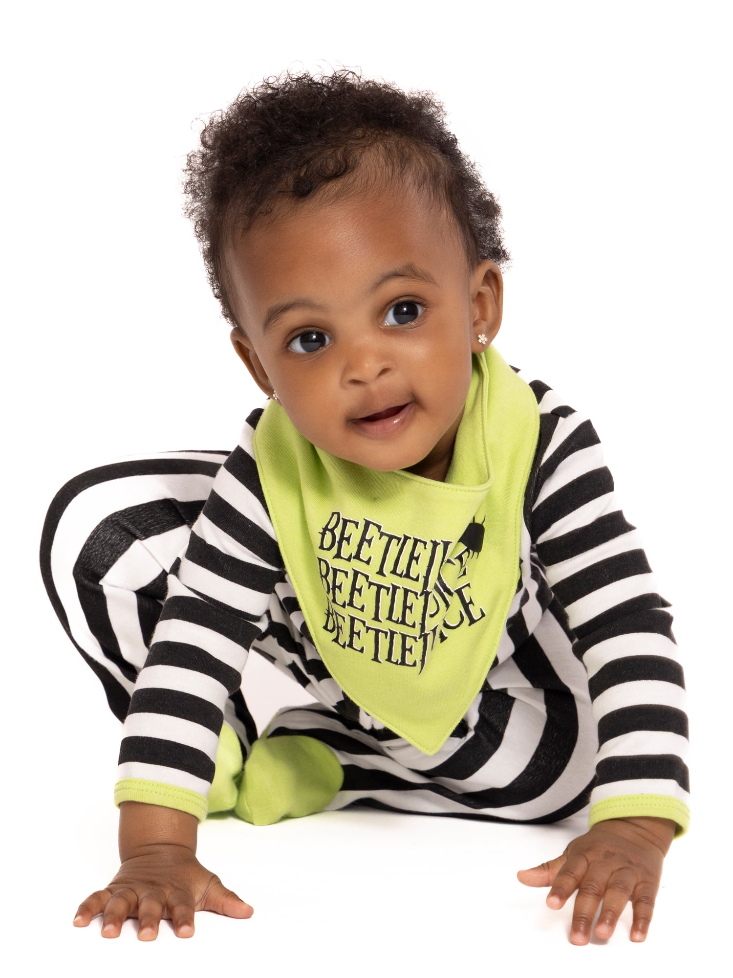 Halloween Beetlejuice Baby Boys or Girls Footed Sleep N Play Pajamas and Bib Set, 2-Piece, Sizes 0M-9M