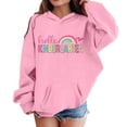thumbnail image 4 of Big Girl' Hoodies Sweatshirts Cute Cartoon Print Long Sleeve Drawstring Hooded Pullover with Pocket Sweatshirt Tops Size 12-13T ,Pink, 4 of 4