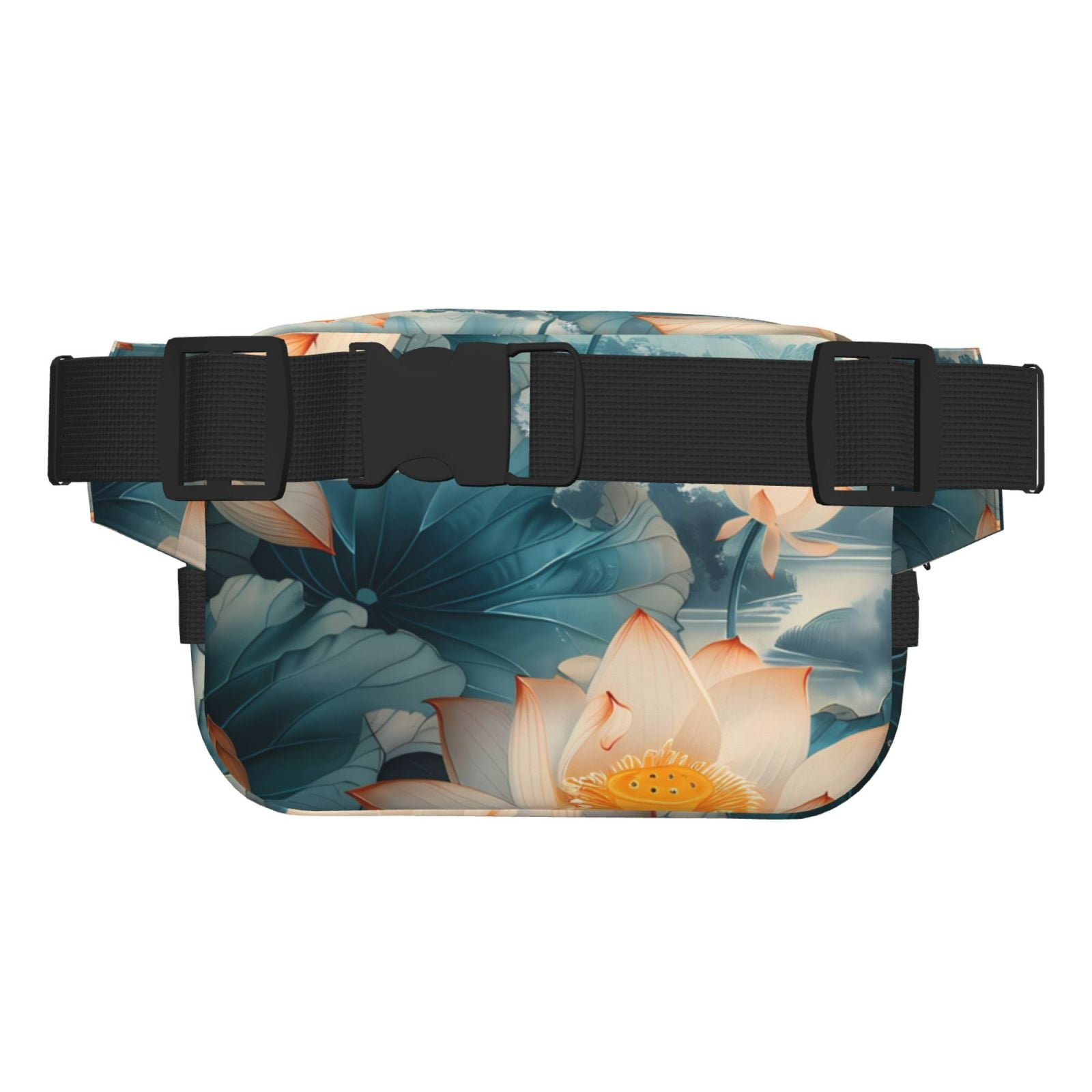 Picia Mountain Lotus Serenity Print Square Double-Layer Waist Bag Mini Adjustable Waist Belt Bag Exercise Running Travel Hiking