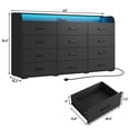 thumbnail image 2 of 12 Drawer Dresser for Bedroom, 63" Large Long Wood dresser with Power Outlet, LED Light and Deep Big Drawers, Modern Minimalist Black Dresser Wide Chest of Drawers for Bedroom, Living Room, 2 of 9