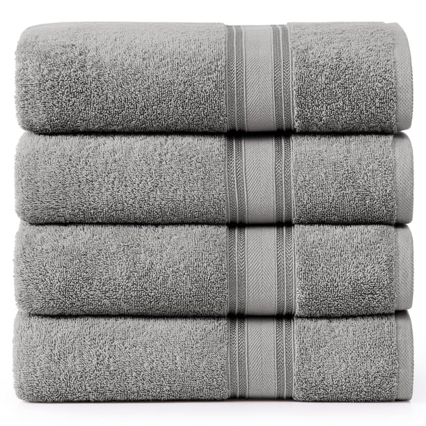 Juego de toallas de baño LANE LINEN Luxury, 100% algodón, 4 piezas, gris, 70 x 140 cm