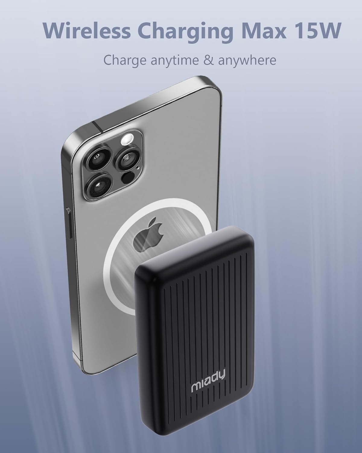 Magnetic Power Bank for iPhone 10000mAh, 15W MagSafe-Compatible Wireless Portable Charger, 22.5W USB-C Charging Battery Pack for iPhone 17/16/15/14/13/12