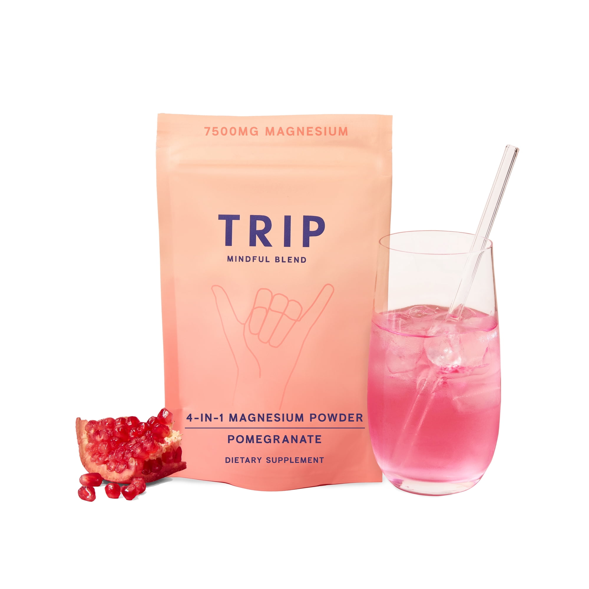 TRIP 4-in-1 Calming Magnesium Glycinate Powder, Stress Relief Magnesium Drink Mix - Pomegranate - 4.9oz