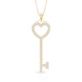 thumbnail image 2 of Rosec Jewels Lab Grown Diamond Heart Key Pendant Necklace - with Chain - Ready to Gift, 14K Yellow Gold, 2 of 6