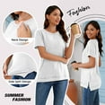 thumbnail image 3 of SHIBEVER Women Tops Summer Short Sleeve T Shirts Casual Loose Tunic Tops Side Split Ladies Comfortable Crewneck Tops Blouse White M, 3 of 9