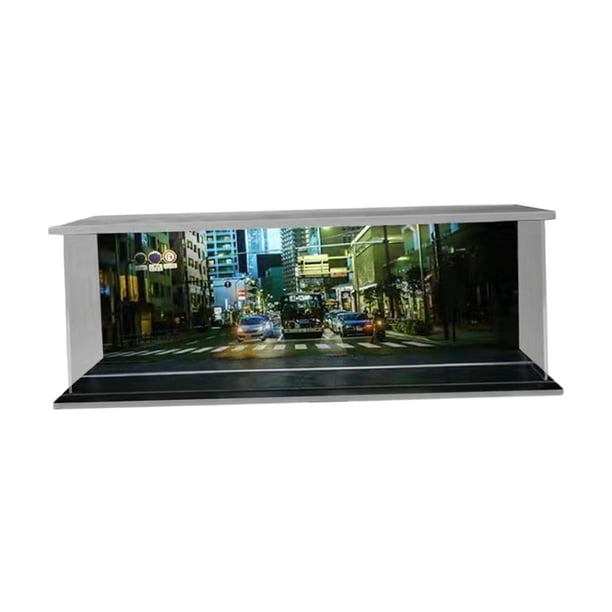 Estuche de exposición LED para estacionamiento 1:64, coleccionable, Escena de vehículo acrílico, juguete, exhibición de coche fundido a presión para Cruz