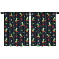 Blackout Kids Curtains,Black Dinosaurs Space Surfing Pattern Childrens Insulated Curtains Set Of 2,Bedroom Essentials,Toddler Room Decor 42"x54"
