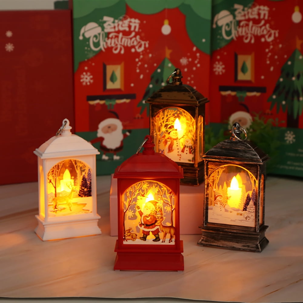 Christmas LED Light Up Lantern Xmas Santa Claus Table Lamp Ornament Decoration 