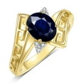 thumbnail image 3 of RYLOS Rings for Women 14K Gold Plated Silver Greek Key Designer Ring 9X7MM Gemstone & Diamond Ring September Sapphire Jewelry Size 8, 3 of 7