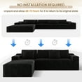 thumbnail image 3 of Lunale 104" Cloud Sectional Sofa with Left Chaise, Oversized Modular L-Shaped Couch, Plush Corduroy Sleeper Couch for Living Room, No Assembly Required, Black, 3 of 9