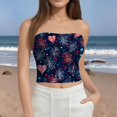 thumbnail image 2 of Women's Summer Tube Top Sleeveless Sexy Camisole Shirt Vest, Patriotic Independence Day Printed Crop Tank for Casual Wear & Party,Dark Blue 2XL, 2 of 5