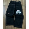 thumbnail image 1 of Lisheng by JNCO Jeans Unisexes Taille Haute Amples avec Motif de dés, Style Rétro de Rue, Bleu, Taille 7, 1 of 7