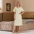 thumbnail image 3 of Chemises de Nuit d'Été pour Femmes, Douce 100 % Coton Confortable Légère à Manches Courtes Nuisette pour Dames, 3 of 5