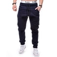 thumbnail image 3 of Baqcunre Men's Solid Color Side Pockets Lace-up Waistband Casual Drawstring Pants,Size XL,Mens Sweatpants,Men's Pants,Joggers for Men,Mens Clothes,Pants for Men,Navy, 3 of 8