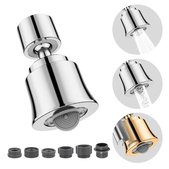 Metal Faucet Aerator Extender - Dual Modes Sink Sprayer Attachment for Bathroom - 360° Swivel Kitchen Sink Nozzle - Tap Head Replacement with 55/64'' Female Thread - Anti-clogging Design