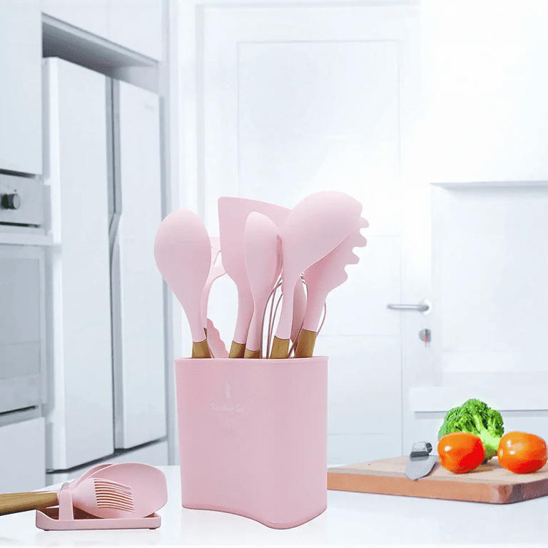 13pcs Silicone Cooking Utensils Set with Wooden Handles