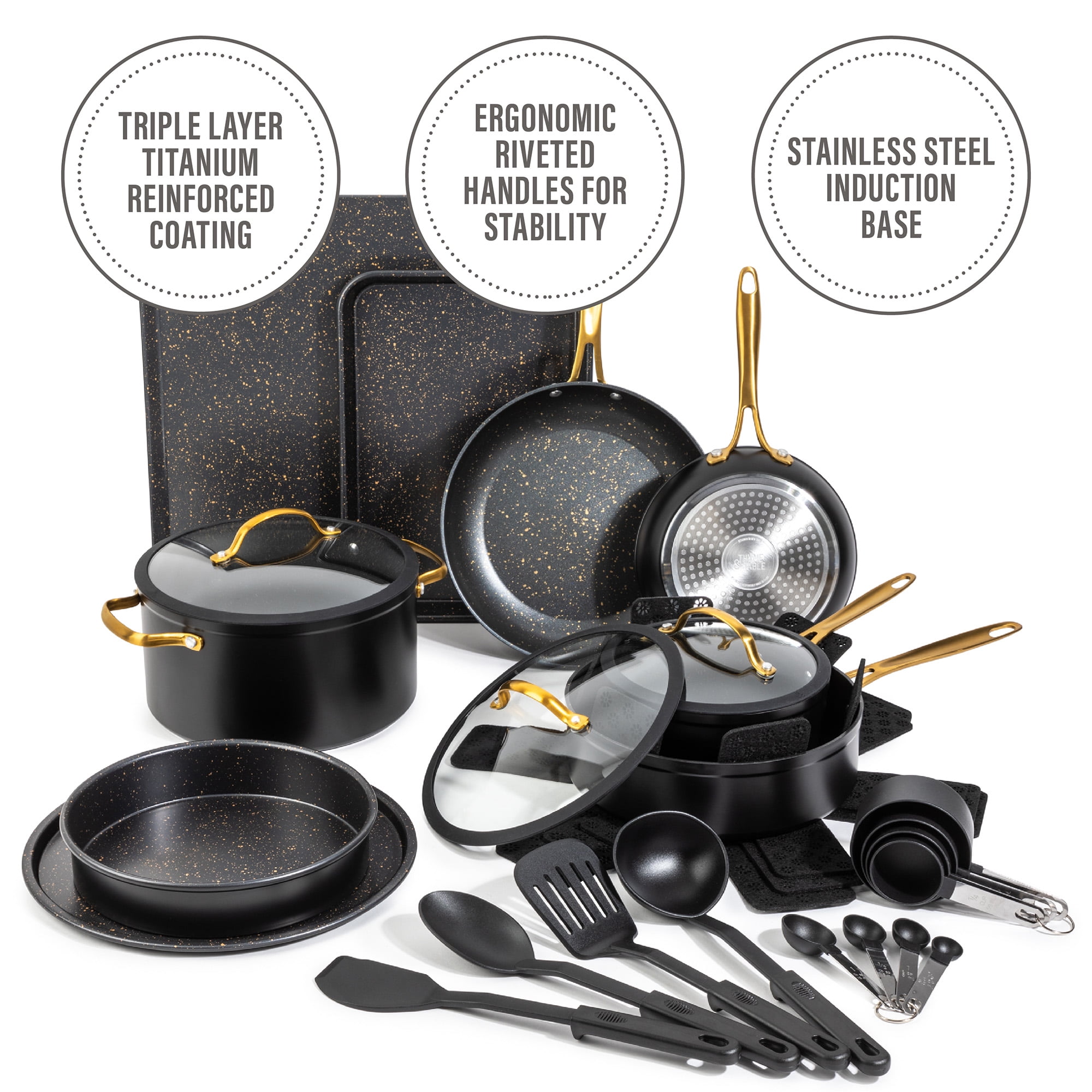 Thyme & Table Non-Stick Aluminized Steel Baking 4pc Set, Champagne Gold 