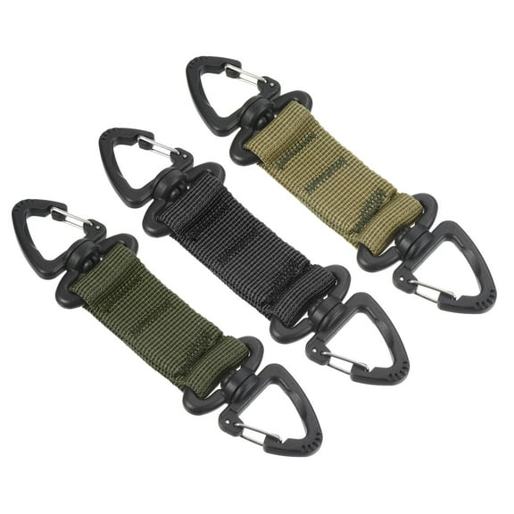 Uxcell Belt Keeper Key Clip Set, 360 Degree Revolve Buckle Keychain with Double Side Triangle Clip, Multicolor 3 Pack