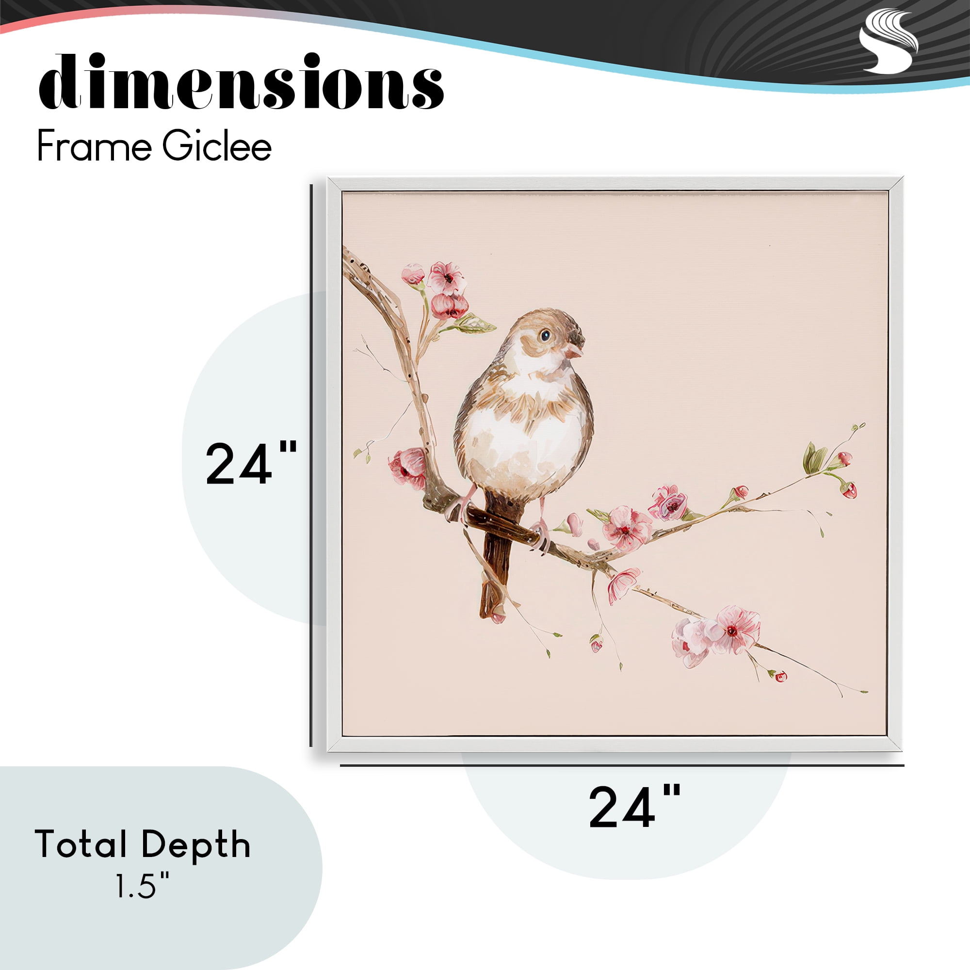 Sweetest Brown Bird White Framed Giclee Art, design by Lisa Wehmeyer