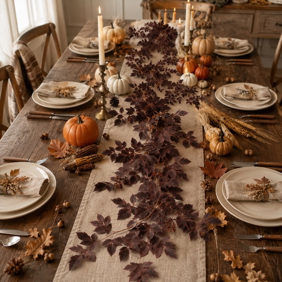 Fall Garland Maple Leaf Berry Vine Plastic Realistic & Flexible for Mantel Wall Front Door Thanksgiving Decorations Fall Decorations for Home by MPOISVA
