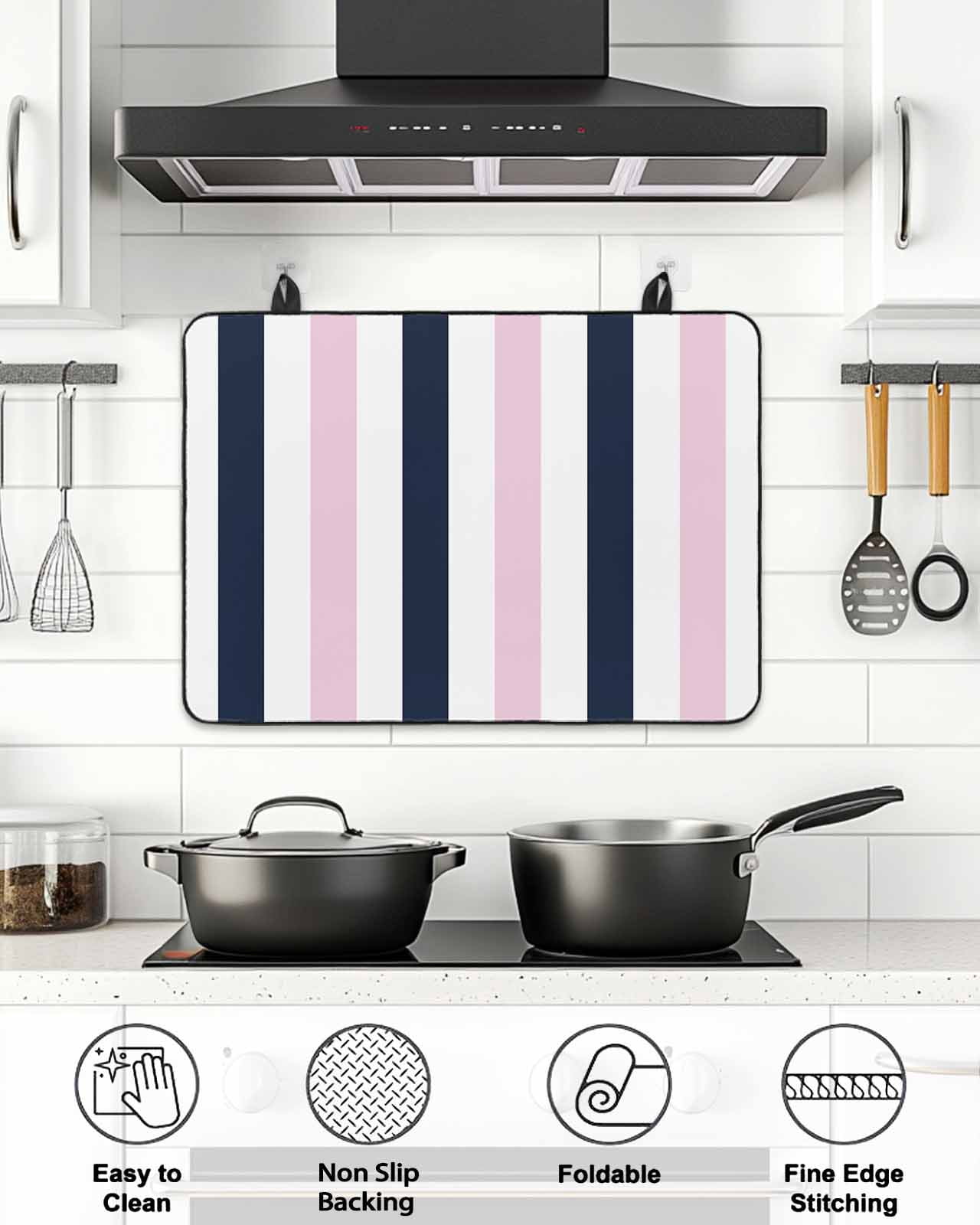 Retro American Stove Top Covers for Electric Stove, 28'x20'' Flag Star Striped Mottled Wood Grain Glass Ceramic Stove Cover Foldable Rubber Mat Heat Resistant Cooktop Protector for Kitchen
